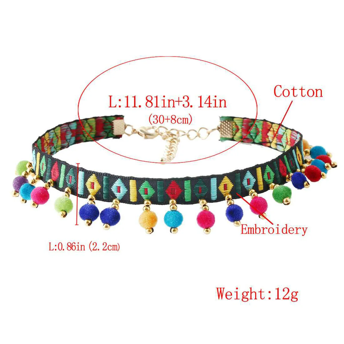 Vintage Ethnic Choker Necklace Handmade Embroidery Tassel Colorful Balls Pendants Necklace Tribe Statement Collares Jewelry
