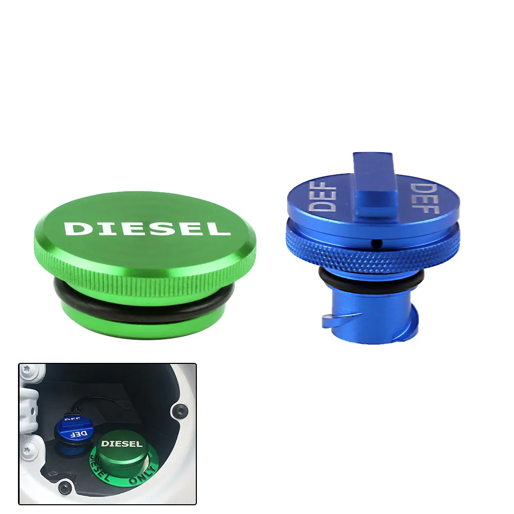 Diesel Fuel Gas Cap& DEF Cap Blue Set For 2013 2017 Dodge