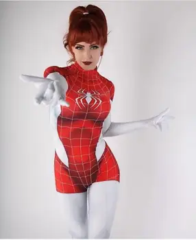 

Mary Jane Spider Girl Cosplay Costume 3D Print Spandex Spiderman Superhero Costume Halloween Costumes for Woman Custom Made
