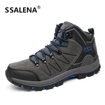 

Men Anti-Slippery High-Top Hiking Shoes Men Wearable Trekking Climbing Sneakers Outdoor Mountain Leather Shoes AA51843