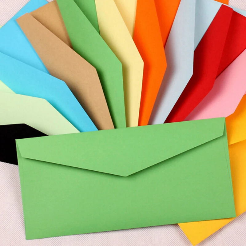 50pcs Envelopes Paper Envelopes 220*105mm Color Envelopes Cute Colorful