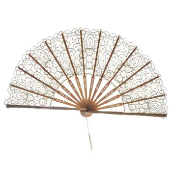 

Chinese Fan Folding Hand Held Silk Bamboo Fan Vintage Retro Style Handmade Festival Gift Performance Tool