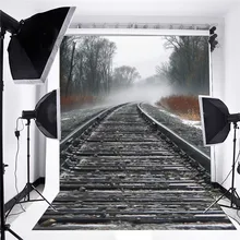 5x7FT Eisenbahn Winter Wald Stein Fotografie Hintergrund Hintergrund Studio Prop(China)