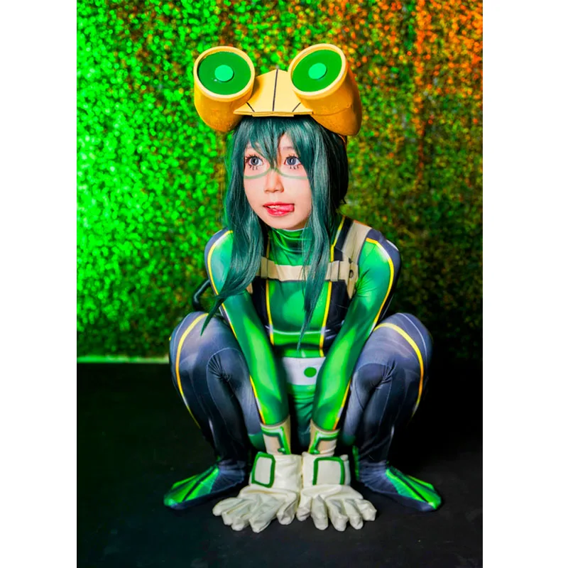  Coshome Boku No Hero Academia Asui Tsuyu Cosplay Costumes Women Bodysuit For Halloween Party (2)