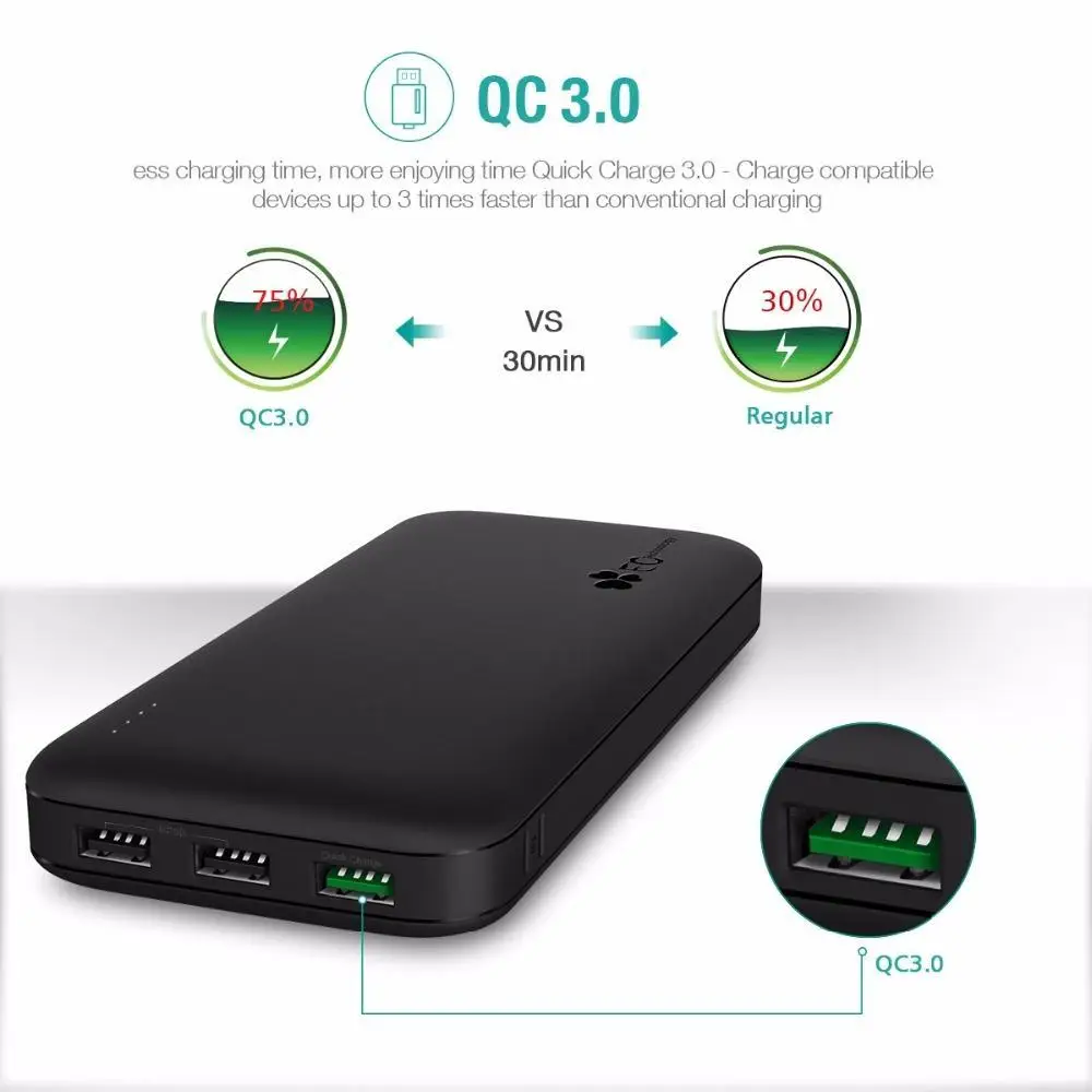 Технология EC 3 0 Быстрая зарядка 30000mah банк питания Портативный высокоскоростной