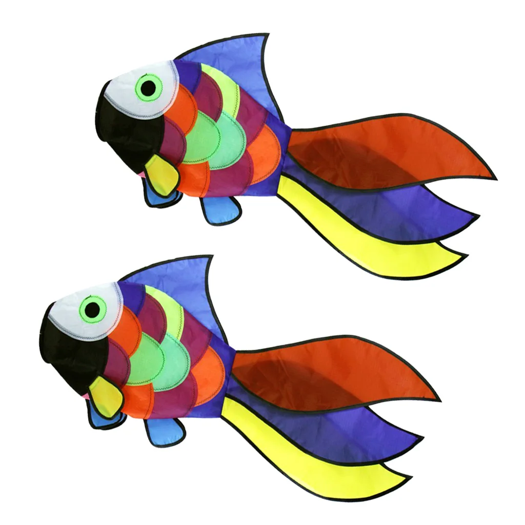 2pcs Rainbow Cute Fish Kite Windsock Wind Windsock Outdoor Toy Garden Decor