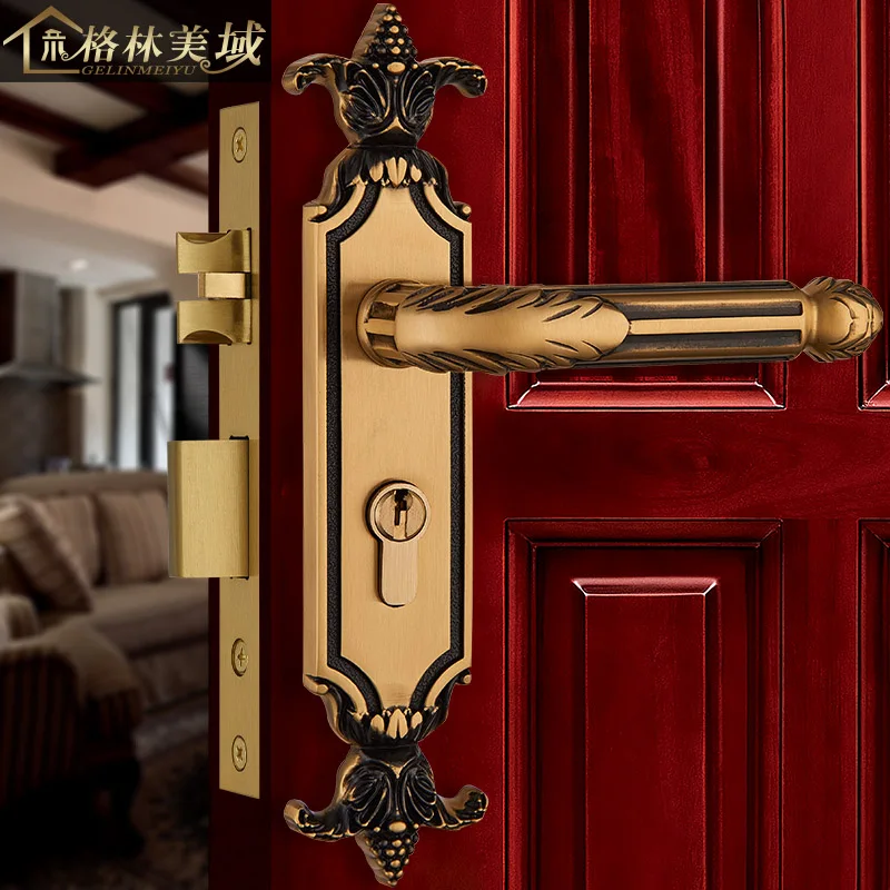 

Full copper European style door lock bedroom door lock interior door lock copper door lock American room door lock
