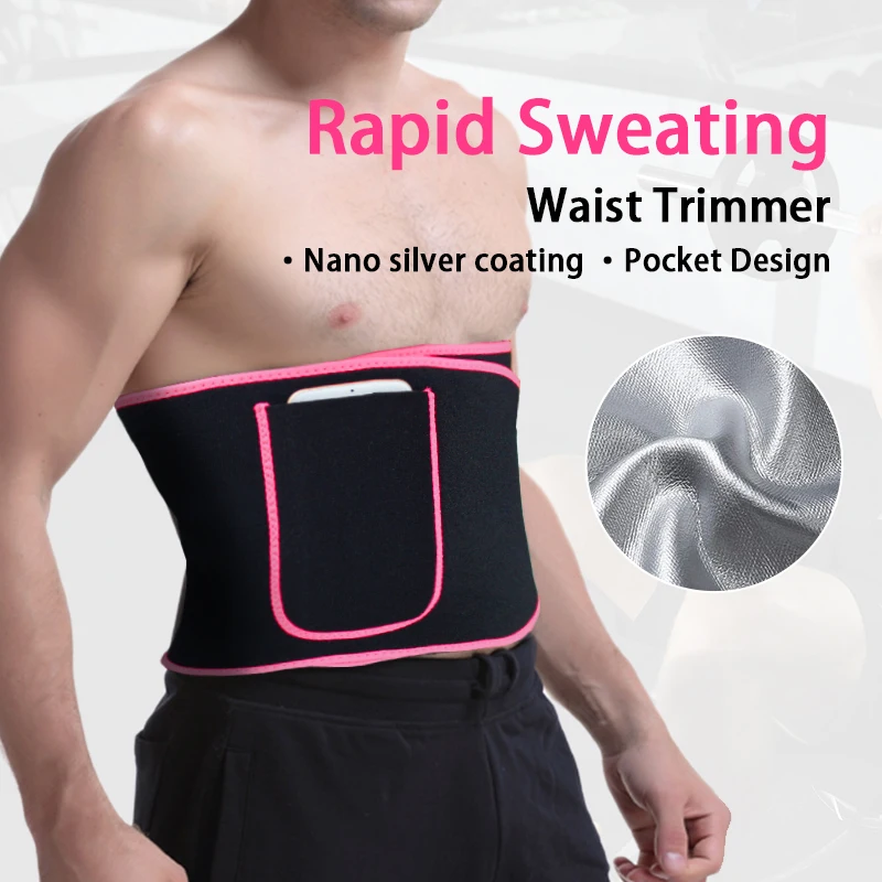 Rapid Sweating Men Women Elstiac Waist Support Belt With Pocket Lumbar