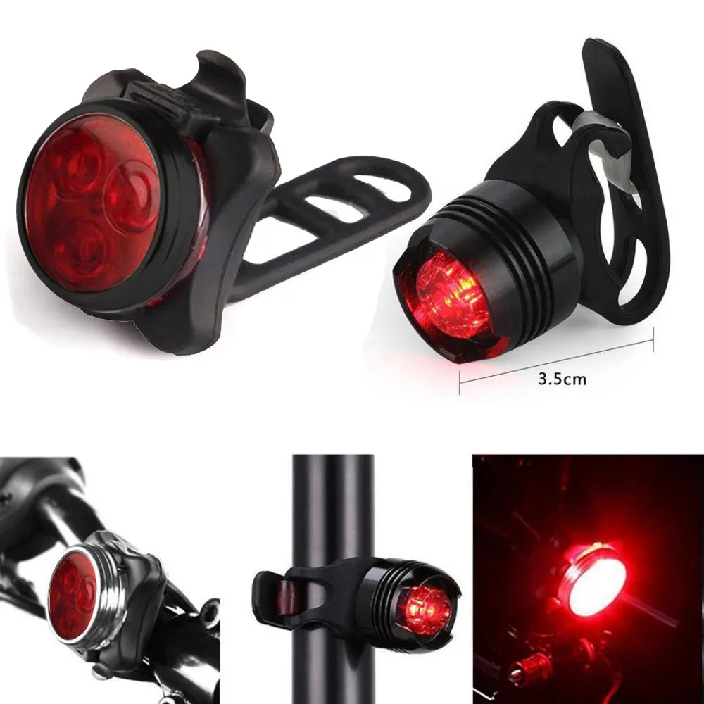 LED Bicycle Bright Bike USB Rechargeable Front Headlight and 2Rear TailLight Set