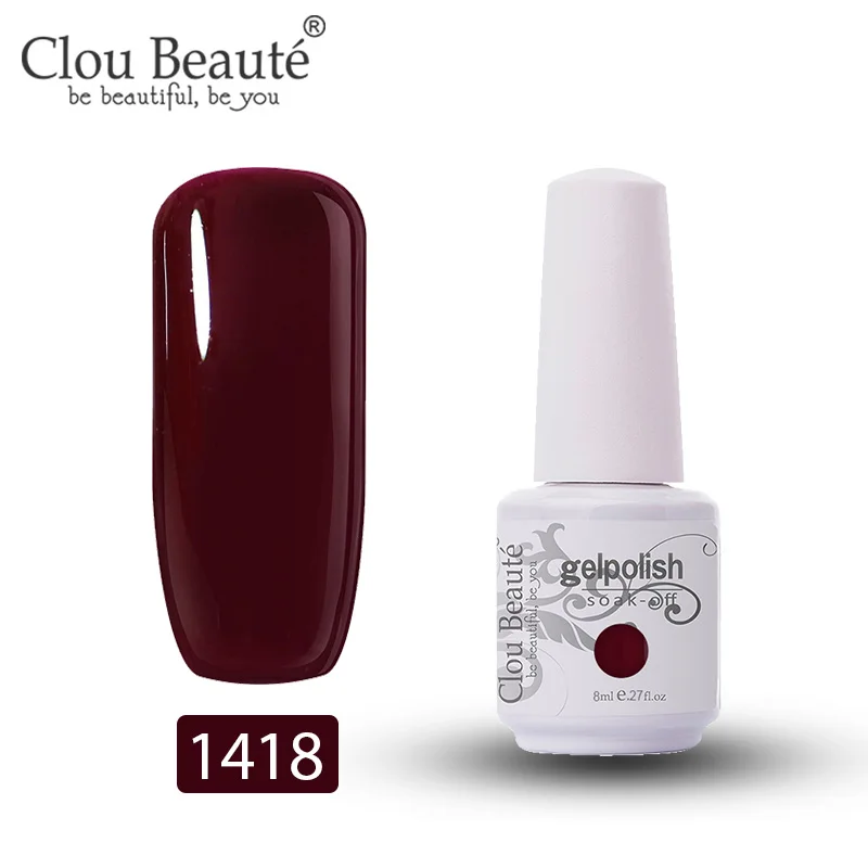 Clou Beaute УФ гель лак для ногтей для маникюра Набор гель-лаков UV Vernis Полупостоянный праймер основа и топ Гель-лак - Цвет: 1418