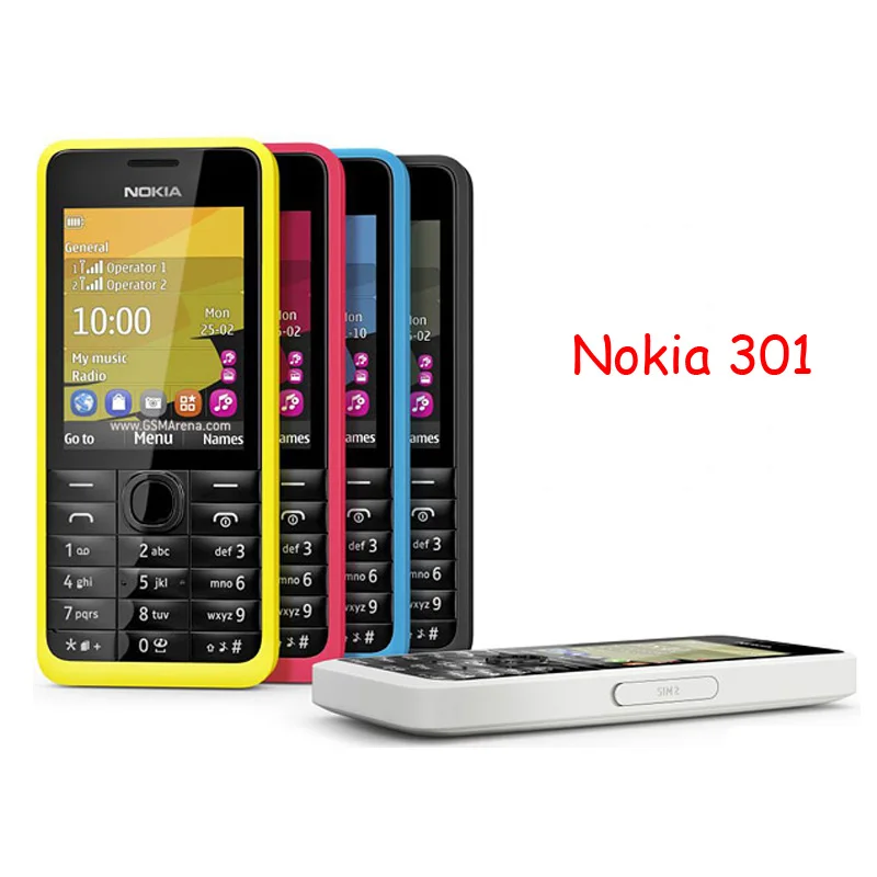 Отремонтированный мобильный телефон NOKIA 301 WCDMA 3MP 2,4 'один две sim-карты разблокированный мобильный телефон