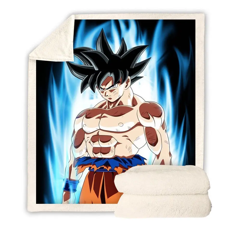 Anime Fashion Throw Blanket Sofa/Bed/ Travel 3D Print Sherpa Fleece Microfiber Quilts Super Soft Dragon Ball Kid Adult Portable - Цвет: BZ124F