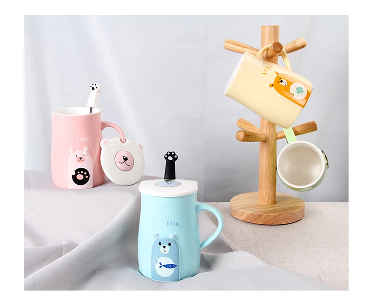 Подарочная коробка креативный чистый цвет Молоко Кофе Вода керамическая кружка чайная чашка мультфильм Китти домашний офис чашка с ложкой и крышкой