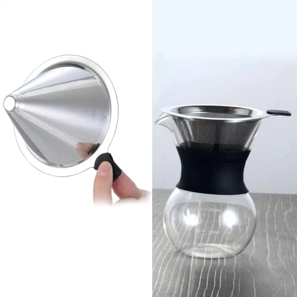 

Reusable Layer Stainless Steel Mesh Drip Holder Metal Mesh Funnel Baskets Drif Coffee Filter Cup Brewer Tool Coffee Filters Tool
