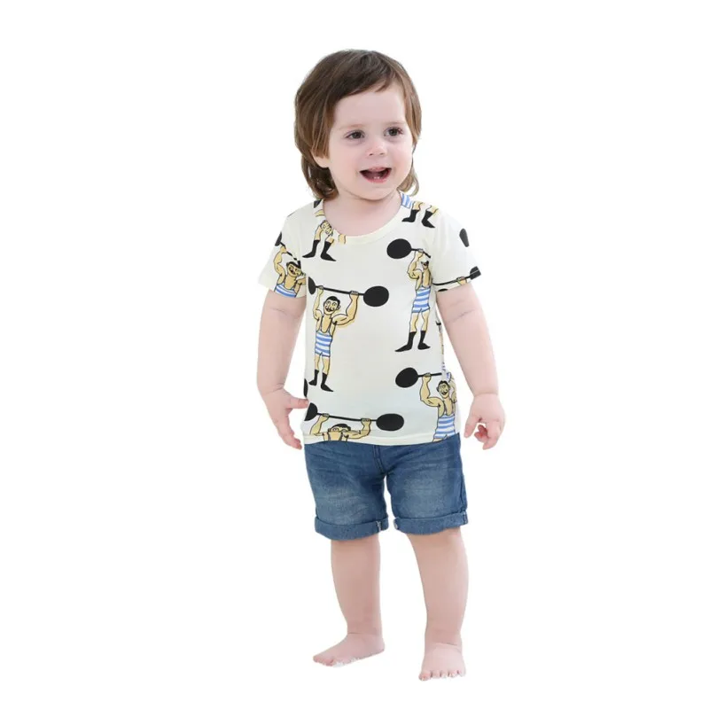 Shirt Girl Boy Polka Dot Unisex Baby Short Sleeve T Shirt Cartoon Print Tops Shirts