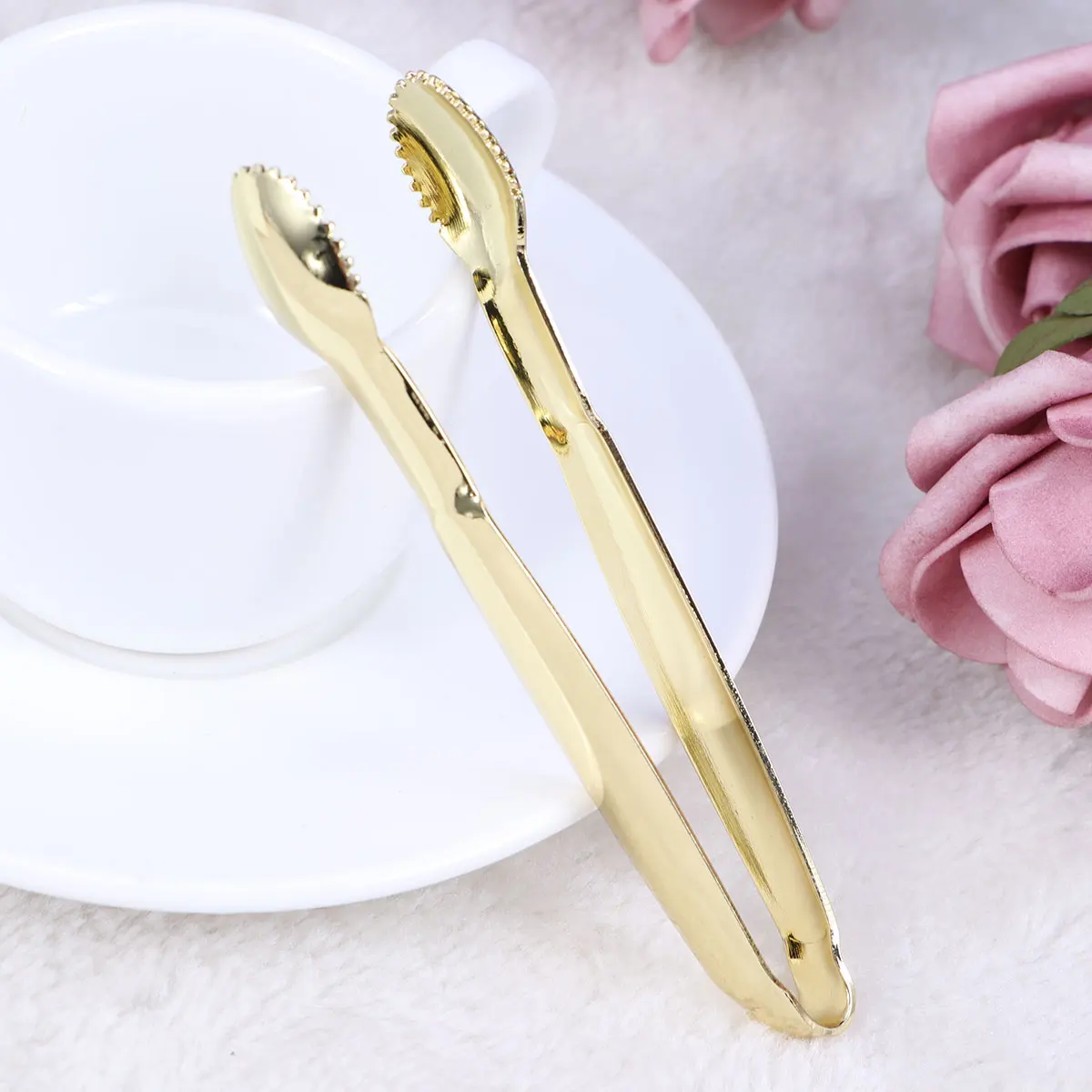 

4pcs Gold Plated Serving Tongs Sugar Cube Tongs Stainless Steel Mini Ice Tong Perfect for Tea Party Coffee Bar Home Supplies