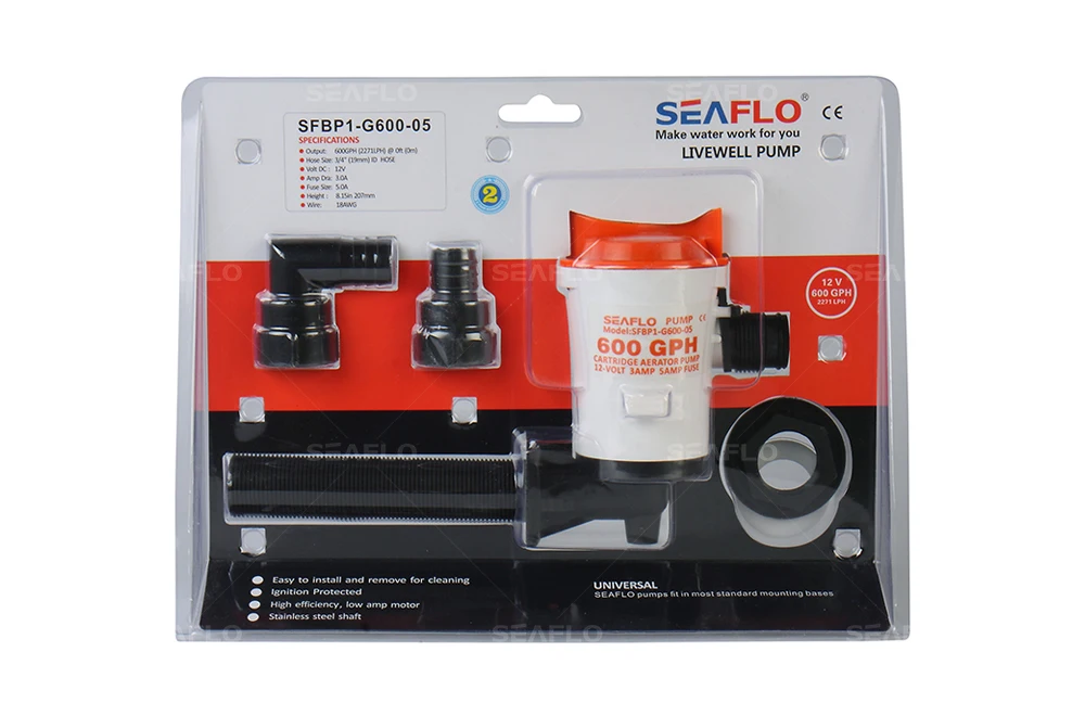 12 v SEAFLO 600GPH 600gph Livewell 