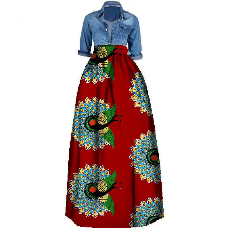 

African Skirt for Women Plus Size Danshiki Ankle Length African Print Skirt A-Line Elegant Ankara Skirt