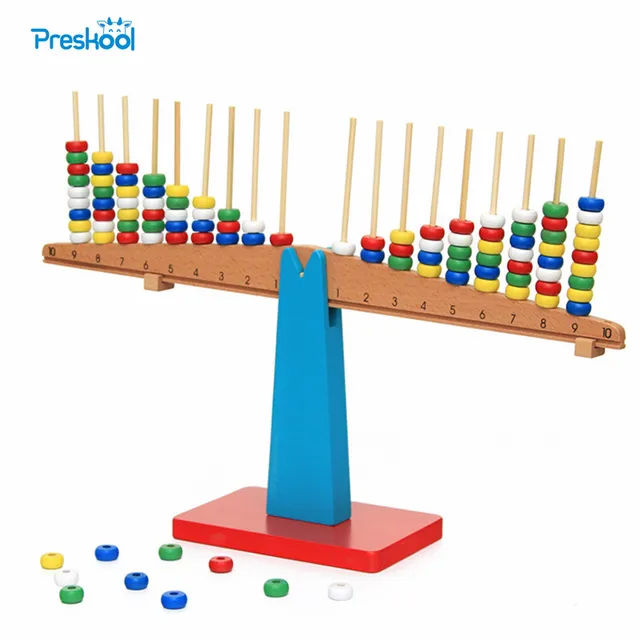 US $24.75 Montessori Baby Kids Toy Teaching Aids Wood Balance Beam Vertical Rods Stacking Scales Preschool Br
