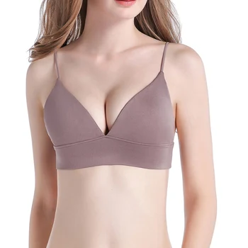 

Women Paded Bra Ladies Soft Stretchy Thin Straps Multicolored Wire Free Bra Tops S M L