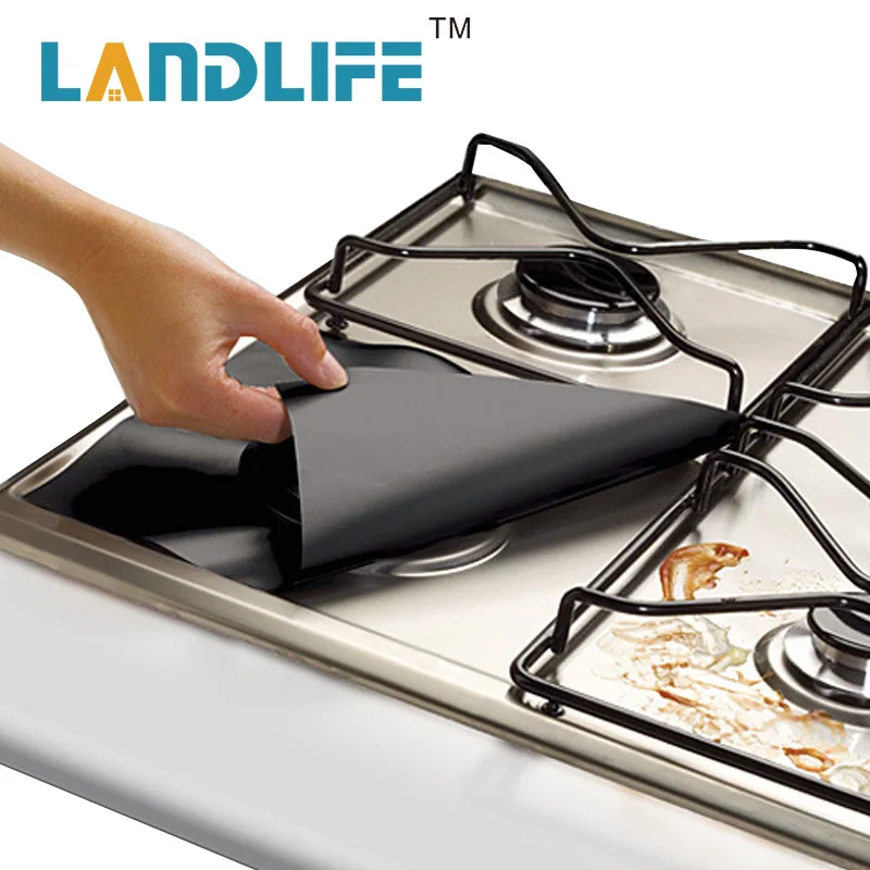 4PCS Gas Stove Cooker Mats Protectors Cover/Liner Clean Mat Pad Gas