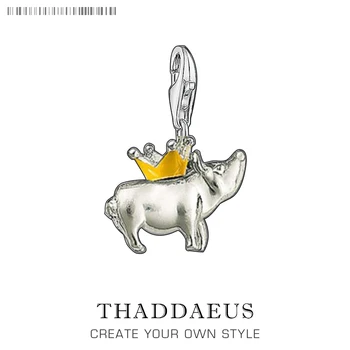 

Cute Pet Pig with Crow Pendant Charm Personalized Piglet Pendant Fit Bracelet Necklace Inspirational 925 Sterling Silver Jewelry