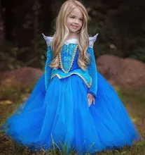 EMS/DHL Free Shipping 2016 New Arrivals Girls spring Autumn Princess Sleeping Beauty Children’s Party Dress