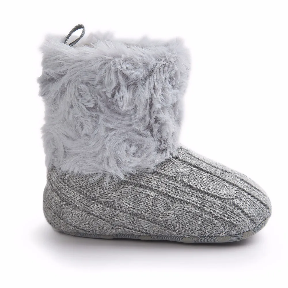 Сохраняющие тепло пушистые детские зимние ботинки без шнуровки на плоской подошве с круглым носком ботинки для новорожденных девочек ручной работы высокого качества для малышей