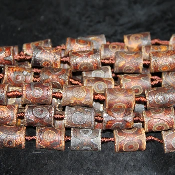 

15X20mm Khaki Tibetan Necklaces Tibetan Mystical Dzi Gems Stone Tibetan Matte Turtleback Drum Beads