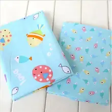 Syunss Веселая рыбка синяя набивная хлопковая ткань Telas комплект лоскутное шитье своими руками детская игрушка Ткань Материал стеганое постельное белье Tecido