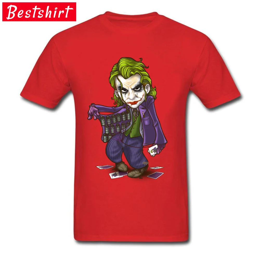 Birthday Short Sleeve T Shirt Father Day Crew Neck All Cotton Men T Shirts Heath Ledger Joker Birthday Tops Shirts Oversized Heath Ledger Joker red