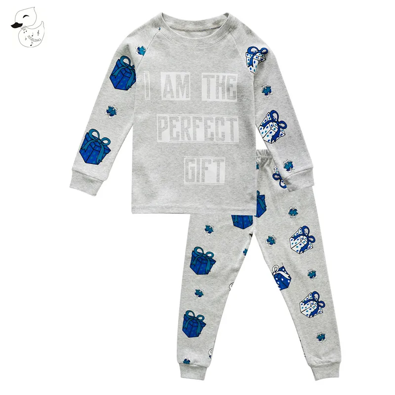 

BINIDUCKLING Autumn Children Sleepwear Pajamas Kids Sets gift Printed t-shirt+pants Set 2pcs Boys Girls Children's Clothing Sets
