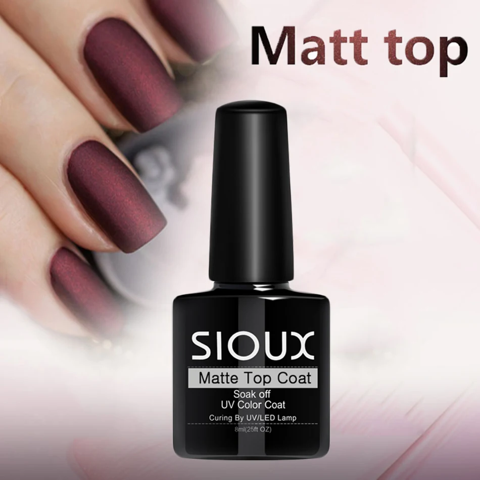 SIOUX Matt Top Coat Гель лак для ногтей LED UV Soak off 8 мл прозрачный цвет верхнее покрытие