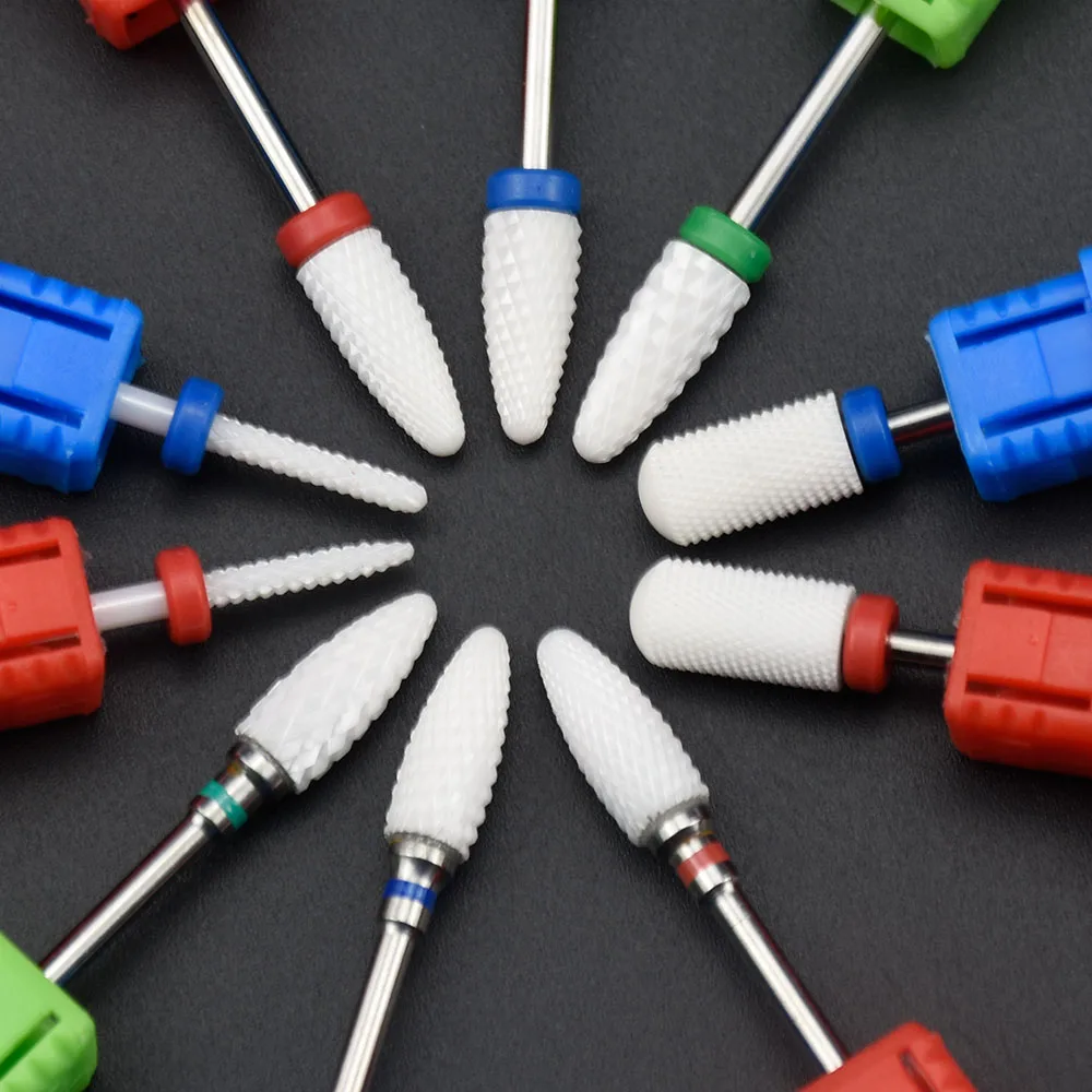 

10 Type Ceramic Nail Drill Bit Nail File 3/32" Milling Cutter for Electric Manicure Drill Machine Accessory Nail Art Tool