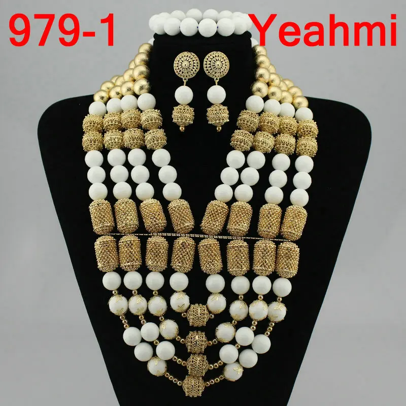 Chunky Gold Crystal Beads Women Necklace Bridal Fashion Jewelry Wedding African Set 2018 Free Shipping 979-2 | Украшения и