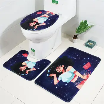 

3 PCS / Set Bathroom Pedestal Mat Toilet Rug Kit Comfortable Skidproof Water-absorbing Contour Rug Bath Mat Toilet Lid Cover