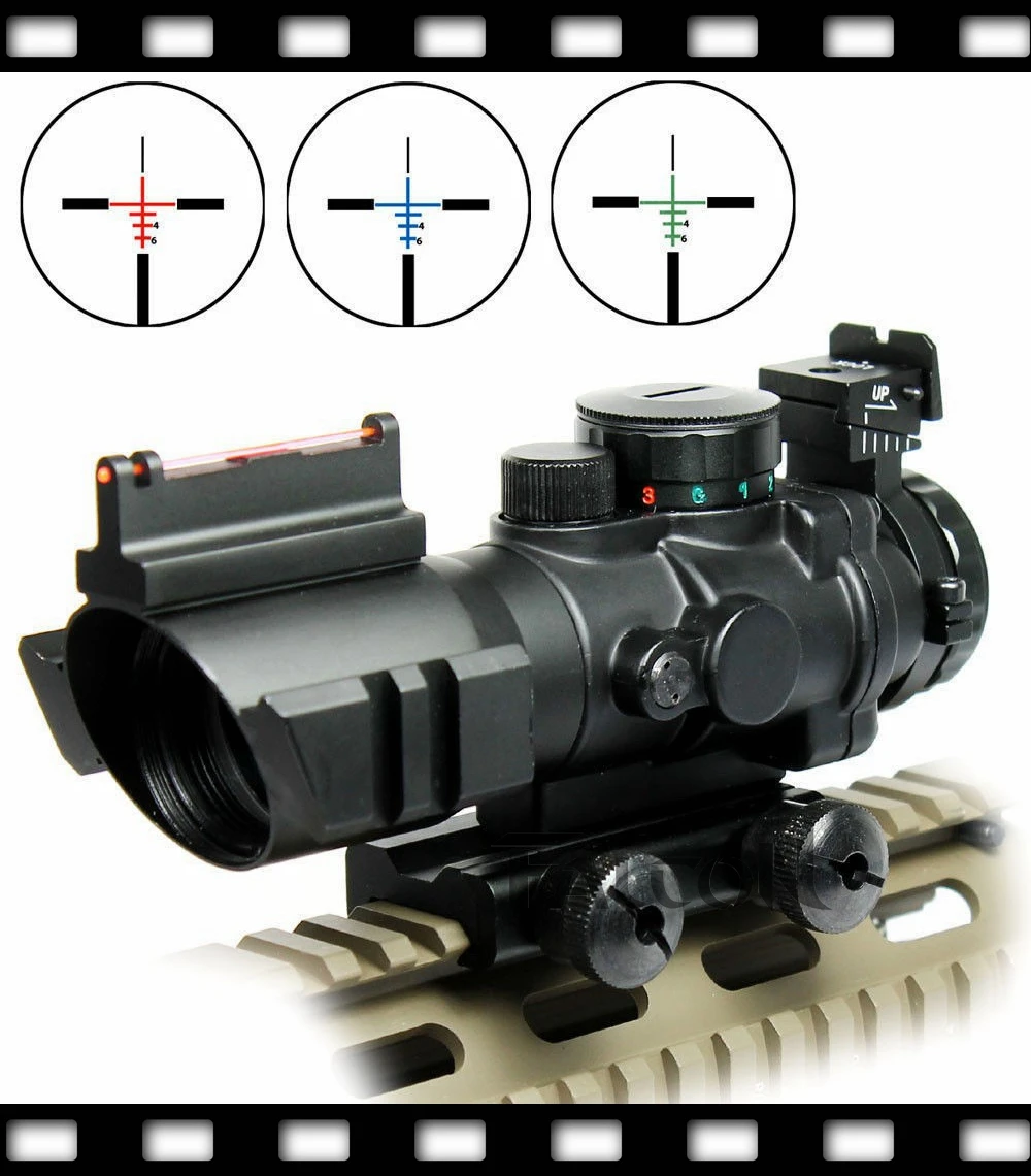 Tactical 4X32 RGB red dot sight tri illuminated combo compact sniper
