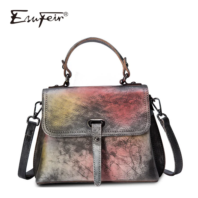 ESUFEIR 2018 New Genuine Leather Women Hangbag Vintage Design Shoulder Bag Famous Luxury Brand Messenger | Багаж и сумки