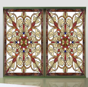 

Custom size Window Films Vintage European Style Art Translucent Self-Adhesive Glass Films sticker paper Door Stickers H6009