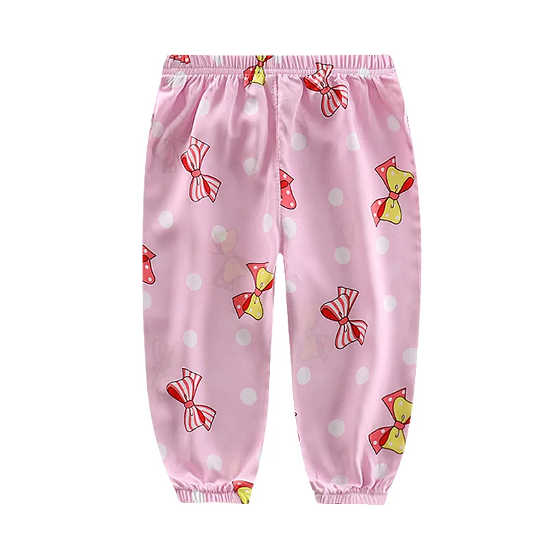Брендовые летние штаны для маленьких девочек года, Модные свободные домашние штаны в горошек для новорожденных, ребенок малыш, противомоскитные штаны - Цвет: pink bow