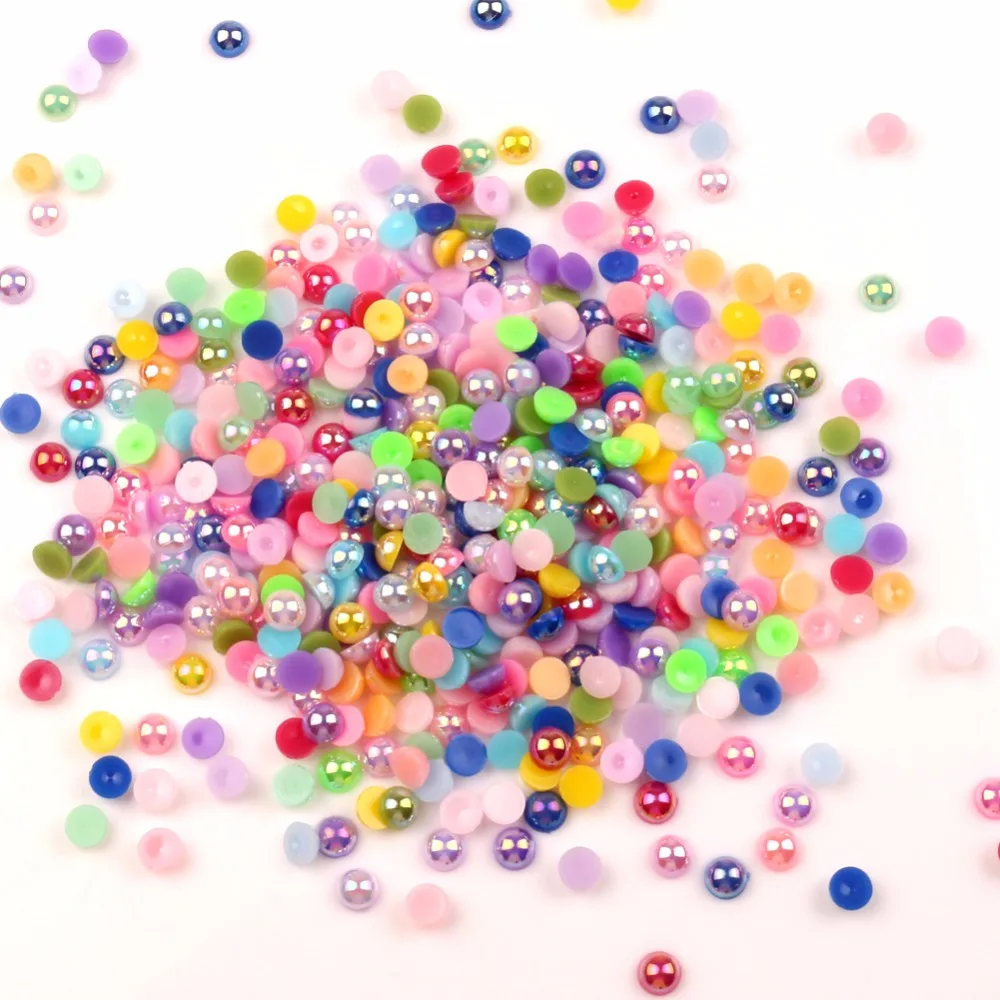 1000pcs 5mm Mixed AB Color Half Round Pearl Beads Craft FlatBack Cabochon Embellishments For Scrapbooking DIY Accessories | Дом и сад