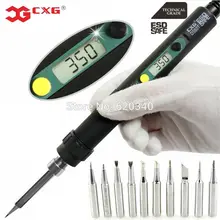 ЕС вилка CXG DS60T цифровой ЖК Электрический паяльник Регулируемая температура электрическая паяльная станция 220 в 60 Вт+ 10 шт. наконечник