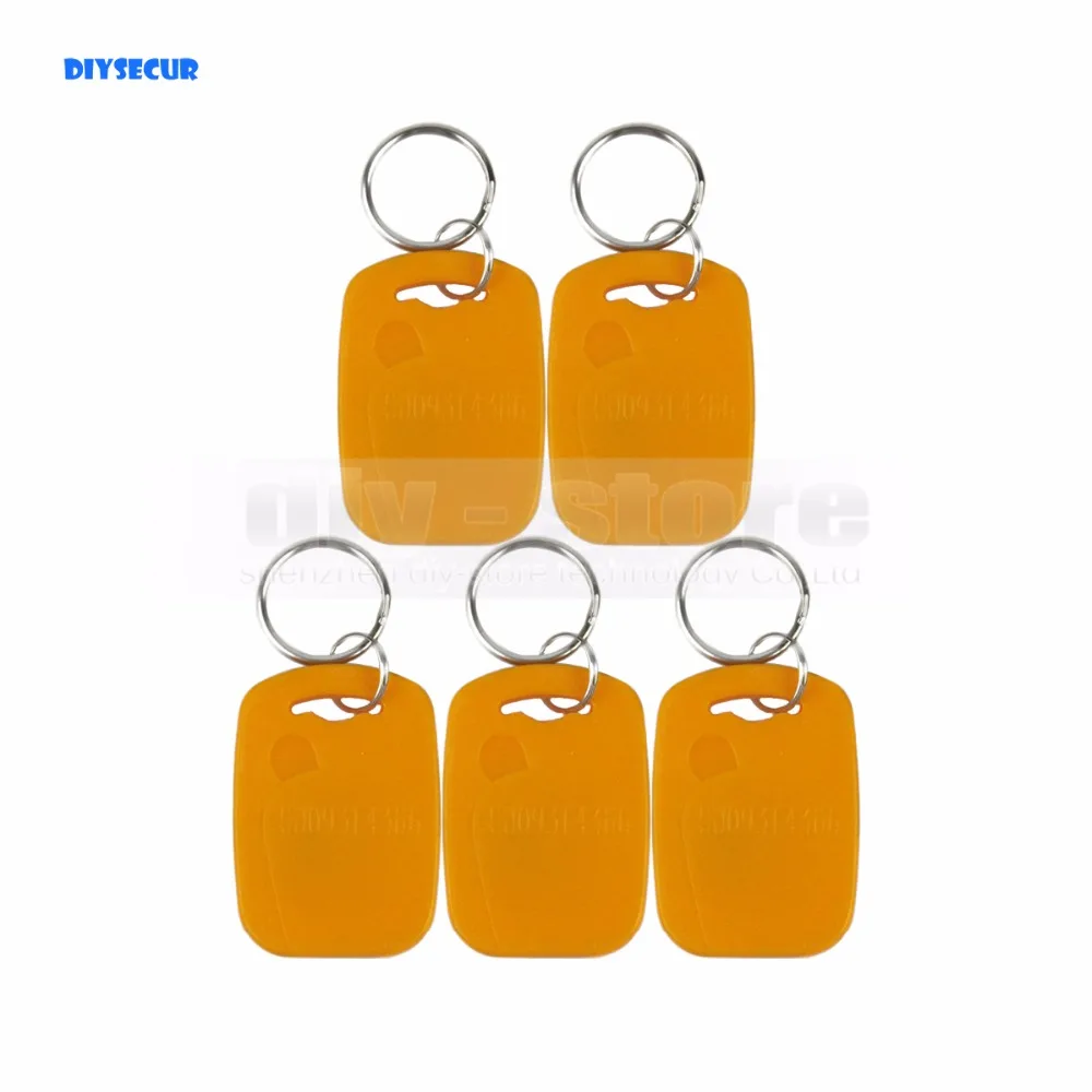 

DIYSECUR 50pcs/lot For Access Control Use 125Khz RFID Proximity ID Card Keyfobs Electronic Key Yellow Color