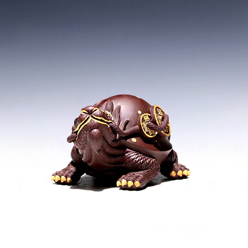 

TaoYuan 】 yixing undressed ore purple sand tea accessories play small tea pet copper turtle
