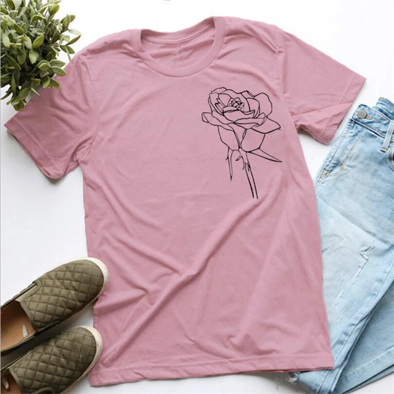 

Simple fashion Tees Women Floral Print Summer New Women's Large Size Loose Harajuku Short Sleeve O-neck T-Shirt 100% cotton 5XL
