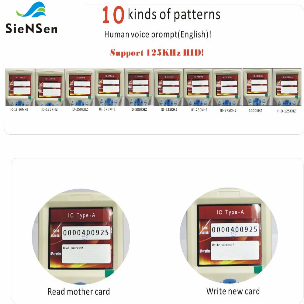 SieNSen 9 частоты английский язык ЖК экран супер ручной RFID считыватель записывающее
