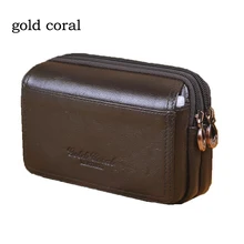 Золотая Коралловая Мужская поясная сумка из натуральной кожи, повседневная мужская сумка для телефона, дорожные сумки для мужчин, маленький флип-чехол для телефона, поясные сумки