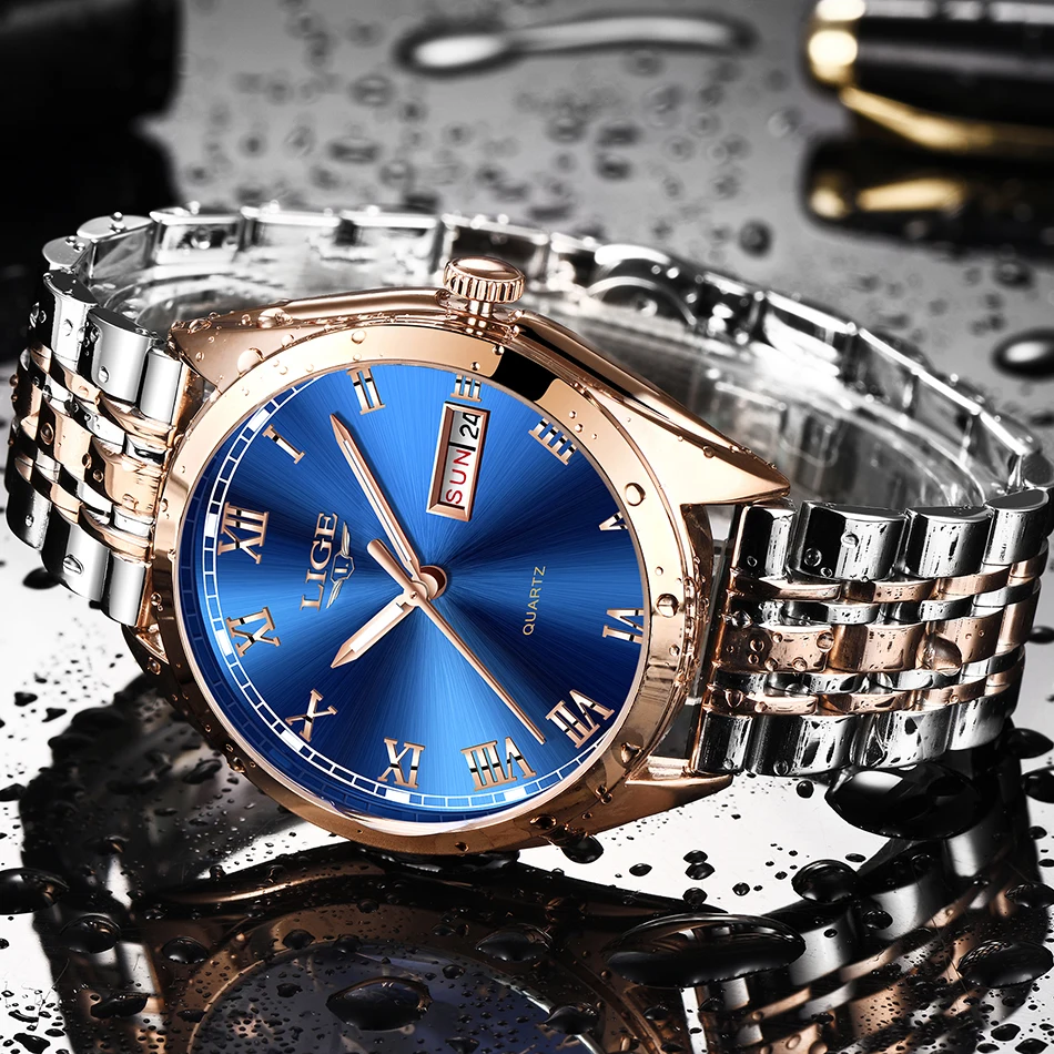 LIGE женские новые синие часы Дата Бизнес Кварцевые Часы Дамские Лидирующий бренд Роскошные женские наручные часы женские часы Relogio Feminino