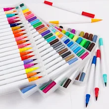 100 цветные моющиеся фломастеры художественный маркер двуглавый водные цветные ручки набор мягкая голова художественные Кисти