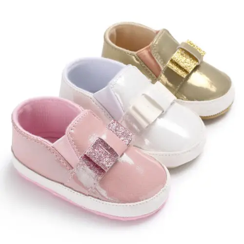 

Baby Newborn Girl Boy Sequins Glitter Crib Shoes Soft Sole Slip-On Prewalker
